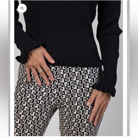 Munthe Ruffle Knit Black and Gold Textured Knit Blouse 🖤 - Picture 4 of 12